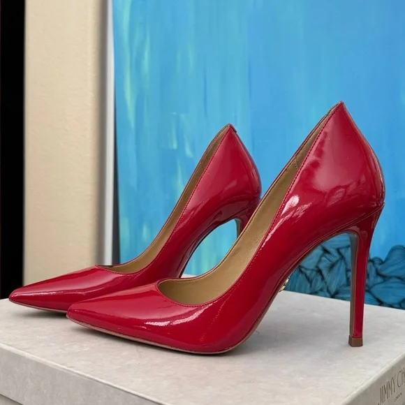 MICHAEL Michael Kors Scarlet Red Patent Leather Stiletto Pumps  Size 6.5 - Picture 3 of 6